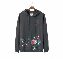 Galeryeses Tasarımcı Hoodiess Erkekler Kadın Bölümleri Hoodies Pullover Trailsuit Mektup Baskılı Crewneck Gevşek Uzun Kollu Siyah Gri Beyaz Kapşonlu Streetwea X59M#