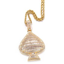 Pendant Necklaces Hip Hop Micro Paved Cubic Zirconia Bling Iced Out Spades Heart Pendants For Men Rapper Jewellery Drop PendantPendant