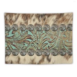 Tapestries Rustic Brown Beige Teal Western Country Cowboy Fashion Tapestry Decor Aesthetic Tapestrys Wallpaper House