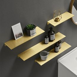 Bathroom Shelves ROVADE Bathroom Shelfs Toilet Shelf Wall-mounted Washstand Mirror Cosmetic Storage Rack Gold Bathroom Shelve 230422