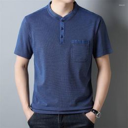 Men's T Shirts Summer Brand 95% Cotton T-shirt Men Chest Pocket High Quality Men's Short Sleeve Breathable Top Business Clothing