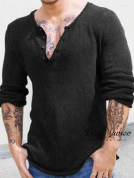 Men's Sweaters 2023 Spring Knitwear Men's V-neck Pullover Solid Color Underlay Sweater Muscle Top