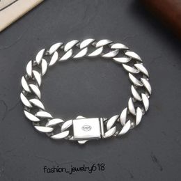 925 sterling silver smooth face bracelet coarse men's tank chain cuban chain fashion simple Jewellery hip hop designer bracelet snap hook 18cm 20cm s925 silver