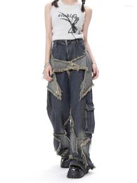 Women's Jeans Spring And Autumn Wide-legged Pants American Retro High Street Design High-waisted Female Baggy Women Y2k