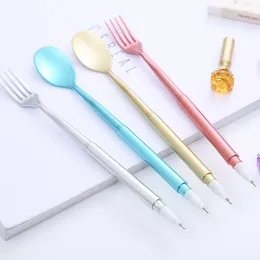 Pcs Wholesale Tableware Styling Gel Creative Diamond Spoon Fork Student Fountain Pens Office Stationery Signature Pen