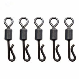 100pcs Matte Black Rolling Quick Change Swivels Carp Rigs Long Body Q-shaped Swing Snap Connector Carp Fishing Accessories298d