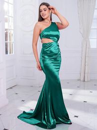 Casual Dresses Sexy Sleeveless One Shoulder Hollow Out Floor Length Prom Evening Party Maxi Dress For Women