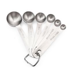 Measuring Tools Multipurpose Foodgrade Stainless Steel Measuring Spoon Coffee Powder Spice Measure Scoop 6pcsset Kitchen Baking Tools JJA008 230422