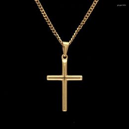 Pendant Necklaces Mens Stainless Steel Cross Necklace Square 3mm*24inch Men Hip Hop Trend Sweater Chain Fashion Jewellery