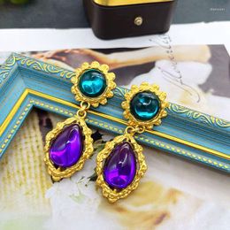 Stud Earrings Purple Statement Fashion Accessories Opal Beads Pendientes Femme Gifts