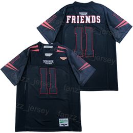 Moive Stranger Things Jersey Football 11 Friends College Uniform Breathable For Sport Fans Stitched Pure Cotton Team Black High School Pullover HipHop Retro