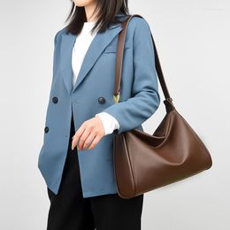Evening Bags Big Women Shoulder Bag Genuine Leather Handbags Designer Wide Strap Hobos Crossbody Female Messenger Sac