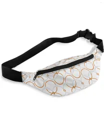 Waist Bags Geometric Lattice Round For Women Man Travel Shoulder Crossbody Chest Waterproof Fanny Pack