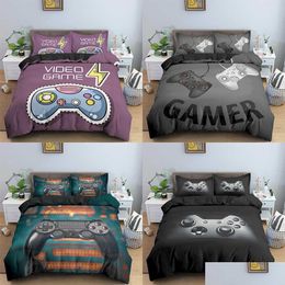 Bedding Sets Teens Video Games Comforter Duvet Er Set King Size Gamepad Controller For Kids Boys Girls Youth Game 210615 Drop Delivery Dhkph