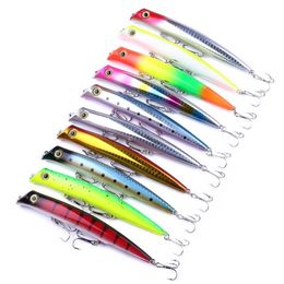 3D Eyes Popper pencil Fishing lure 120mm 17g Colourful ABS Plastic Floating hard bait with 3 hooks304u