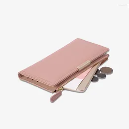 Wallets Two Fold Long Wallet For Women Korean Fashion Holder With Coin Pocket Clutch Purse Pu Leather Slim Female Bag