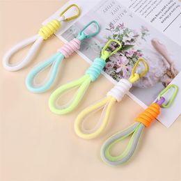 Keychains Fluorescent Colour Phone Strap Mesh Lanyard Creative Keychain Bag Pendant Two-color Buckle Braided Belt Cute Keycord Accessories