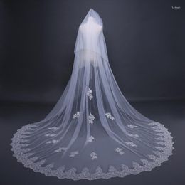 Bridal Veils NZUK Luxury Veil 3Meters Full Edge With Shiny Sequins Lace Long White Comb Ivory Wedding 2023 Velos De Novia