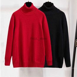 Two Piece Dress 170Kg Plus Size Women's Bust 160 Outer Wear Loose Pullover Turtleneck Base Knitted Sweater Black Red 5XL 6XL 7XL 8XL 9XL 10XLL231122