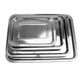Flatware Sets 4 Pcs Cookie Cake Pan Baking Pans Tray Flat Plate Instrument Steel BBQ Metal