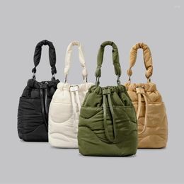Evening Bags Casual Nylon Padded Bucket Bag Women Handbags Quilted Shoulder Down Cotton Crossbody Simple Shopper Purses