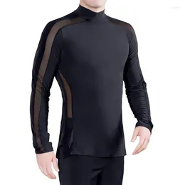 Stage Wear Latin Dance Top Black Male Long Sleeve Shirts Cha Rumba Samba Tango Salsa Men Practice Performance Clothes DNV12071