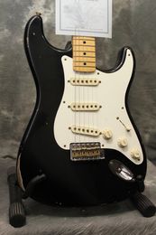 Hot sell good quality Electric Guitar2006 CUSTOM SHOP 1956 STRAT RELIC BLACK Musical Instruments