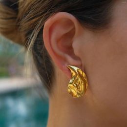Hoop Earrings Uworld Vintage Teardrop Textured Design Stainless Steel Perfect For Everyday Wear Trendy Jewellery Bijoux Women