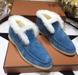 Mid ankle Boots Men's shoes Loafer snow boot Winter Wool Warm Round Toe Fleece Ladies Fashion Snow Boots Comfort fur Loafers Single Casual Women's Boots 35-45Box