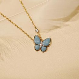 Chains European And American Fashion Four-leaf Clover Butterfly Fritillary Necklace Inlaid With Collarbone Chain Women's Jewellery