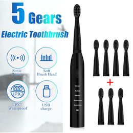 Toothbrush Electric Powerful Ultrasonic Sonic USB Charge Rechargeable Tooth Washable Electronic Whitening Teeth Brush DropShip 230421