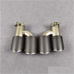 Muffler Pair Double Tube Matte Carbon Fiber Exhaust Pipe For H Style Car Rear Exhausts Drop Delivery Mobiles Motorcycles Parts System Dhmcg