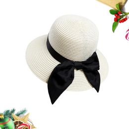 Berets Outdoor Bowknot Sun Protection Multi-layer Wrinkle Hat Fashion Stylish Casual For Girls Women (White)