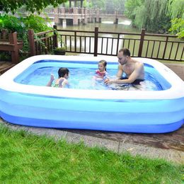 Baby Adults Summer Inflatable Swimming Pool Adults Kids Thicken PVC Rectangle Bathing Tub Outdoor Paddling Pool Indoor Water Toy X289W