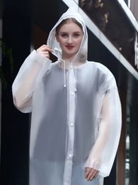 one-piece Waterproof Hooded Raincoat for Adults - White Drawstring Long Sleeve Pancho, Reusable and Convenient