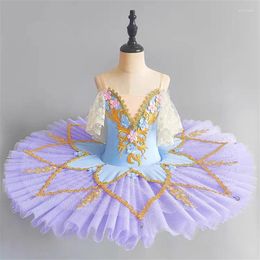 Stage Wear Ballet Tutu Professional Adult Child Dress Pink Flower Swan Lake Pancake Girl Women Kids Performance Dance Costumes