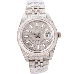 Mens full diamond luxury watch automatic mechanical watch movement 41mm diamond-encrusted date business watch automatic winding watch bracelet waterproof watch