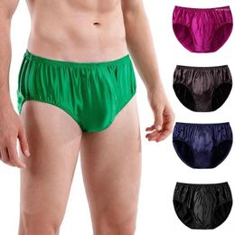 Underpants Sexy Ice Silk Briefs For Men Breathable Satin Men's Panties Comfortable Pouch Mid Waist Shorts Intimates Underwear
