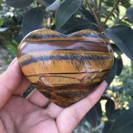 Natural Gemstone Heart Tiger Eye Quartz Crystal Heart-shaped Play reiki Healing natural stones and minerals as gift335U