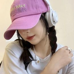 Ball Caps Pink Baseball Cap Women's Embroidered Korean-Style Versatile Widened Brim Peaked Long Soft Top Hat