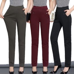 Women's Pants Capris S-6XL autumn winter Plus Size Women's Pants Fashion Solid color Skinny high waist elastic Trousers Fit Lady Pencil Pants 230422