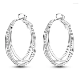 Hoop Earrings 925 Sterling Silver Hypoallergenic Irregular Round Design Elegant Simple Style Suitable For Women Daily