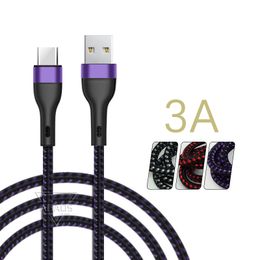 3A fast charging cable Type-C USB phone data cable V8 interface Braided fabric cable with metal ring case