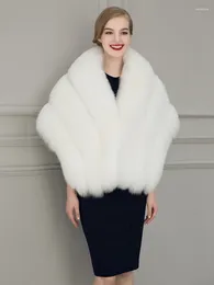 Women's Fur 155x40 CM Oversized White Bridal Wedding Shawl Women Faux Fluffy Soft Cape Thick Warm Coat Jacket