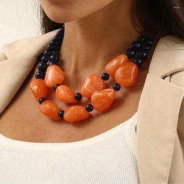 Pendant Necklaces Vintage Multilayer Necklace For Women Trendy Resin Beads Long Sweater Chain 2023 Jewellery Accessories Gift