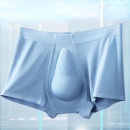 Underpants Modal Mid-Waist Men's Underwear Latex U-Shaped Bag Antibacterial Bottom Crotch Boyshorts Large Penis Boxer Sexy Breathable