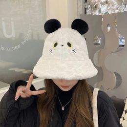 Berets Bear Ears Fisherman Hat Women Autumn Winter Korean Version Of Cute Warm Basin Fashion Casual Ear Protection Fluffy Tide