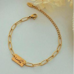 Charm Bracelets Stainless Steel Nickel And Lead Free Rolo Paperclips Chain Bar Bracelet For Women Girls