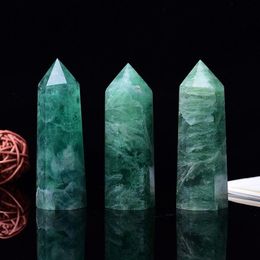Natural Green Fluorite Rough Polished Energy Tower Arts Ornament Mineral Healing wands Reiki Raw Ability quartz pillars Hlcuu