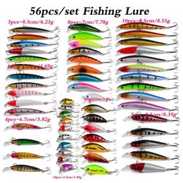 56pcs lot Fishing Lures Set Mixed Minnow lot lure Bait Crankbait Tackle Bass For Saltwater Freshwater Trout Bass Salmon Fishing264M